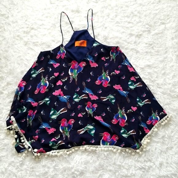 Voom by Joy Han Blue Floral Print Top Sz XS - Picture 1 of 9